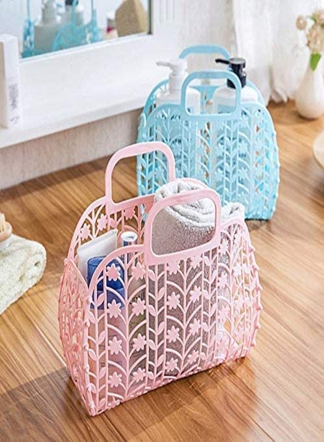 SHOPER ZONE Foldable Shopping Basket Bag | Plasti Reusable Fruit & Vegetable Carrying Storage Basket | Lightweight & Durable Handheld Grocery Organizer (Multicolor, 1 Pc) - Image 4