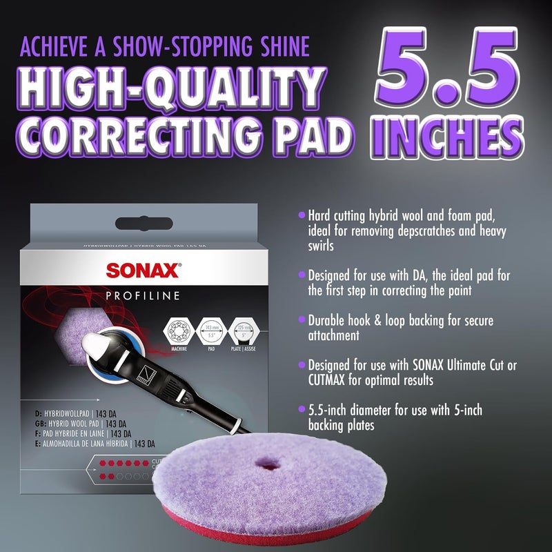 Sonax Hybrid Polishing Wool Pad for Dual Action (5 inch - 143mm) - Image 2