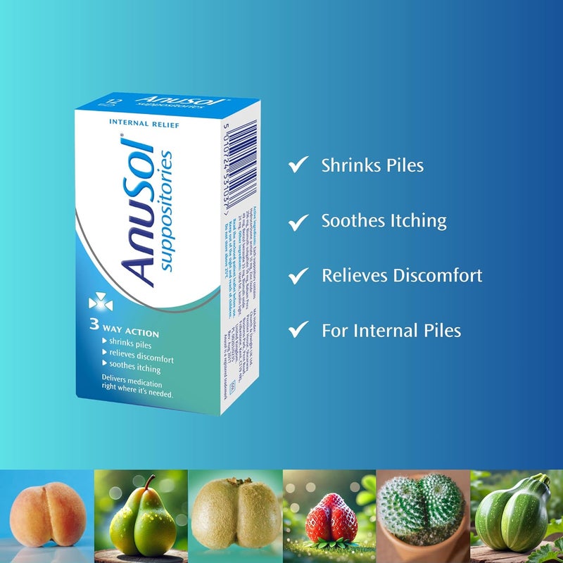 Anusol Suppositories Treatment for Haemorrhoids Shrinks Piles Relieves Discomfort and Soothes Itching 12 Suppositories - Image 2