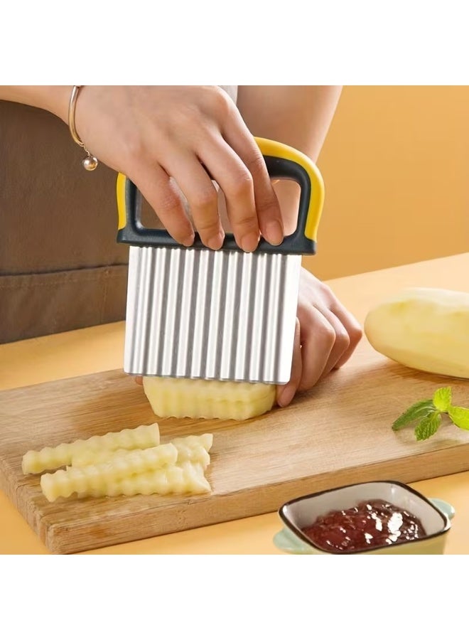 Goolsky Stainless steel wolf tooth potato cutting, shredded and sliced French fries, wave potato cutter for cutting French fries, stainless steel anti slip vegetable cutting - Image 1