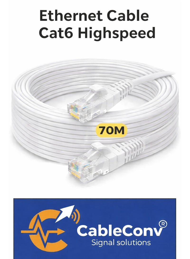 ​كابل كونف كابل إيثرنت Cat6 عالي السرعة لشبكة LAN بطول 70 مترًا - Image 1