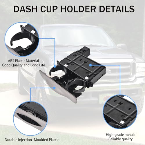 EKLN Dash Cup Holder Compatible with 1999-2004 Ford F250 F350 F450 F550 Super Duty Excursion Replaces# YC3Z-2513560-CAD YC3Z2513560CAD Graphite Gray - Image 2