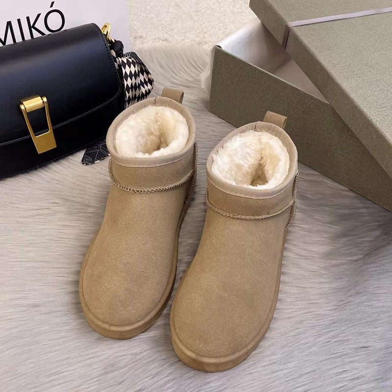 Plus Size Winter Snow Boots Mens Womens Warm Cotton Khaki 