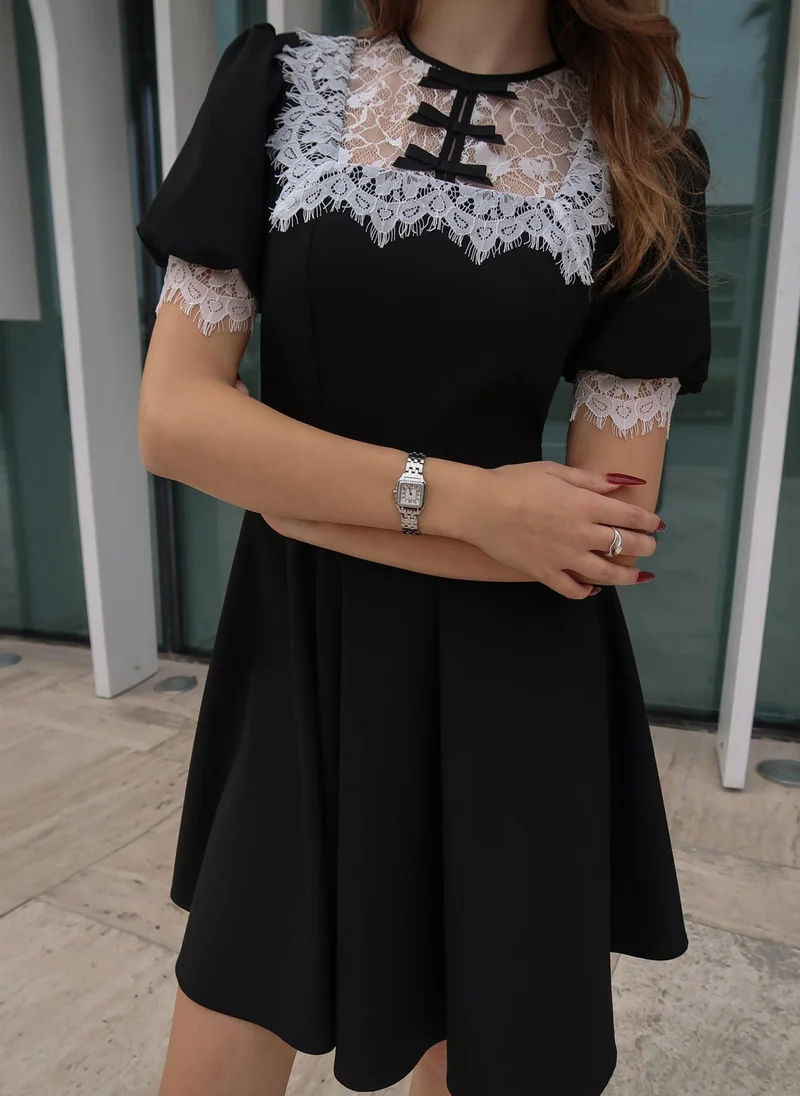 Lichi  Mini dress with lace collar and cuffs for Women | Best Price UAE