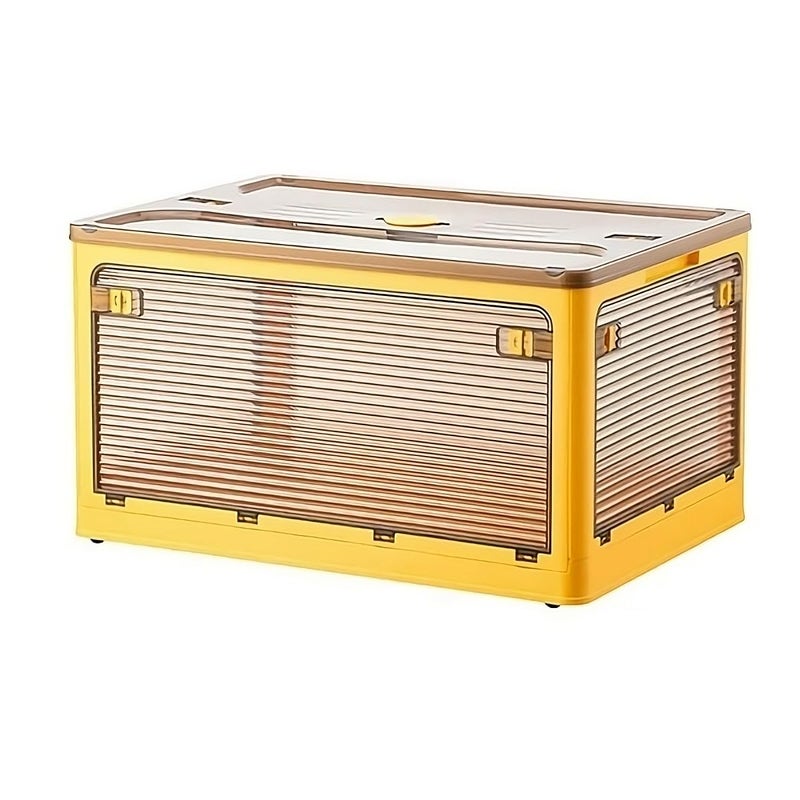 oddpod Stack Genie Collapsible XXL Capacity Storage Box with Detachable WheelsMultifunctional Transparent Stackable Portable Foldable Organizer for Indoor and Outdoor use Yellow - Image 1