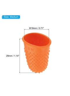 PATIKIL 0.71x1.14 Inch Rubber Finger Tips, 10 Pack Silicone Thumb Fingertip Protector Covers Guard Pads Thimble Grips for Office Counting Sewing, Orange Medium Size  - Image 2