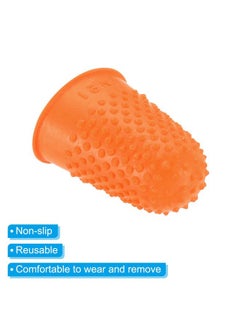 PATIKIL 0.71x1.14 Inch Rubber Finger Tips, 10 Pack Silicone Thumb Fingertip Protector Covers Guard Pads Thimble Grips for Office Counting Sewing, Orange Medium Size  - Image 4