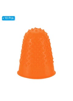 PATIKIL 0.71x1.14 Inch Rubber Finger Tips, 10 Pack Silicone Thumb Fingertip Protector Covers Guard Pads Thimble Grips for Office Counting Sewing, Orange Medium Size  - Image 3