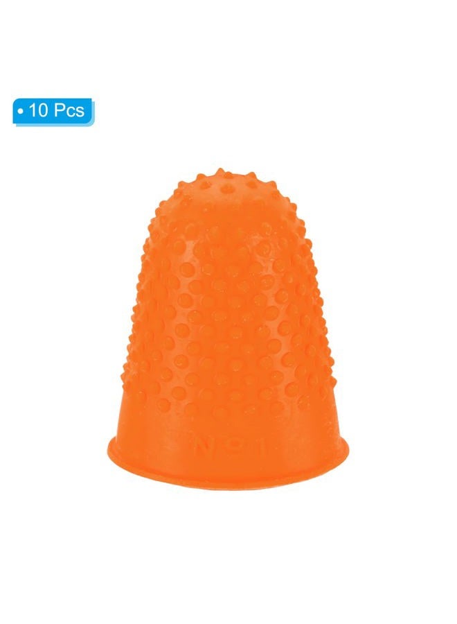 PATIKIL 0.71x1.14 Inch Rubber Finger Tips, 10 Pack Silicone Thumb Fingertip Protector Covers Guard Pads Thimble Grips for Office Counting Sewing, Orange Medium Size  - Image 3