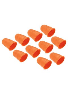 PATIKIL 0.71x1.14 Inch Rubber Finger Tips, 10 Pack Silicone Thumb Fingertip Protector Covers Guard Pads Thimble Grips for Office Counting Sewing, Orange Medium Size  - Image 1