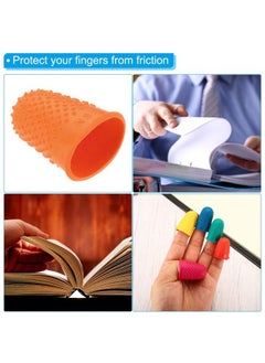 PATIKIL 0.71x1.14 Inch Rubber Finger Tips, 10 Pack Silicone Thumb Fingertip Protector Covers Guard Pads Thimble Grips for Office Counting Sewing, Orange Medium Size  - Image 5