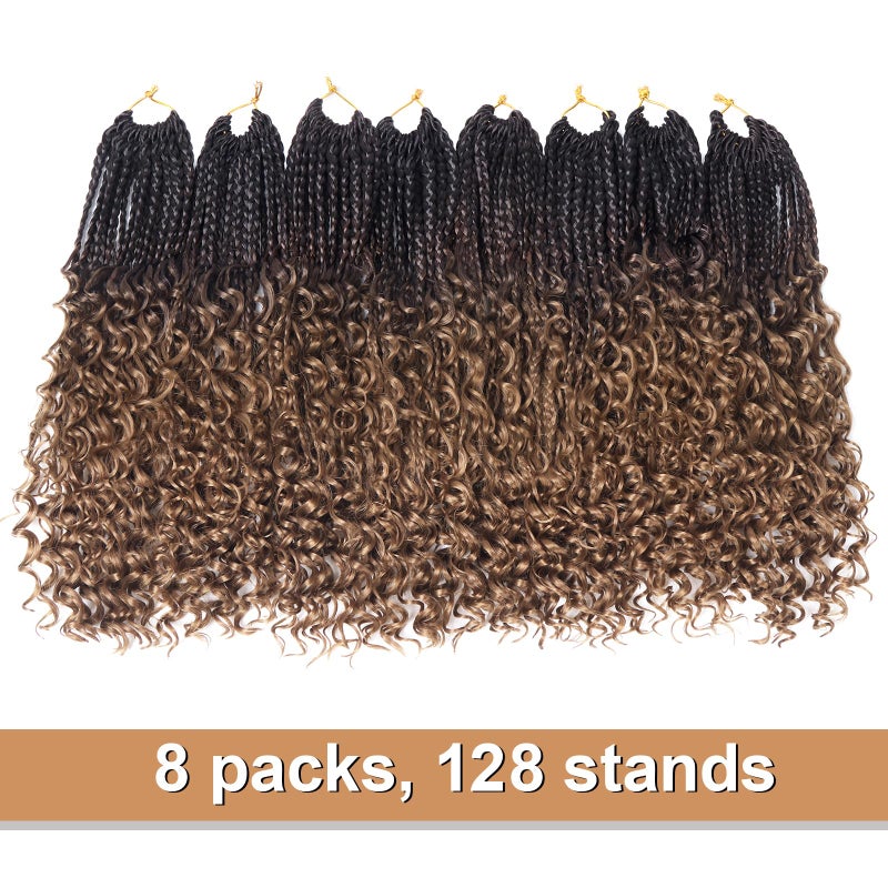 Diha Goddess Box Braids Crochet Hair With Curly Ends 14 Inch Bohomian Box Braids Crochet Braids 8 Packs 3X Crochet Braids Synthetic Braiding Hair Extension for Black Women (14 Inch (Pack of 8), 4-30)â€¦â€¦â€¦ - Image 4