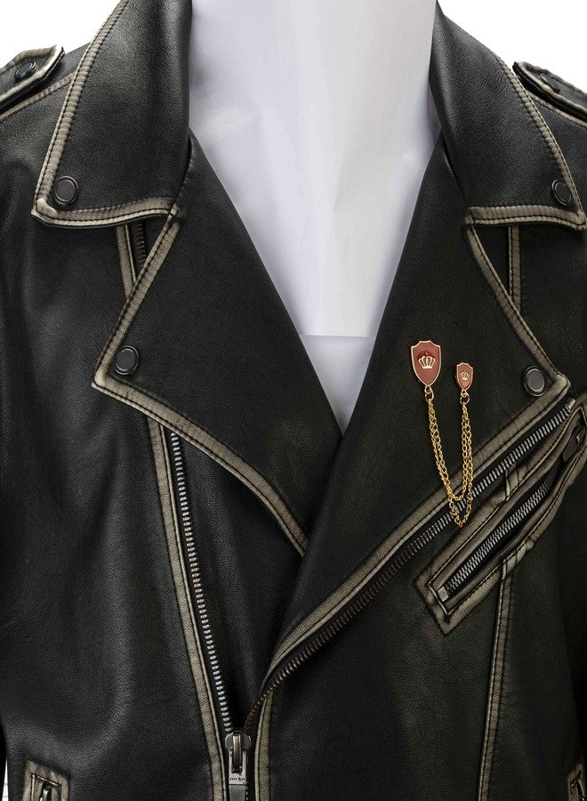 Knighthood Red Shield with Crown Symbol and Hanging Chain Alloy Lapel Pin Brooch - Image 3