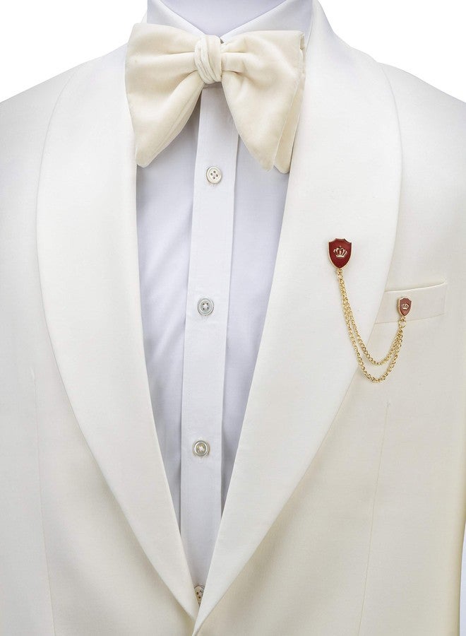 Knighthood Red Shield with Crown Symbol and Hanging Chain Alloy Lapel Pin Brooch - Image 2
