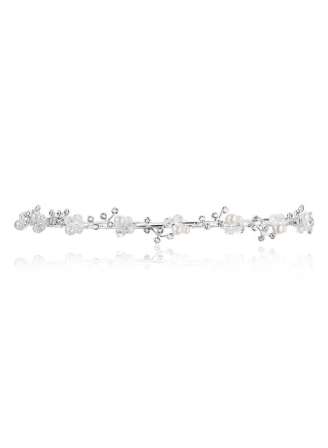 SAMKY Wedding Bridal Rhinestone Crystal Pearl Tiara - Image 2