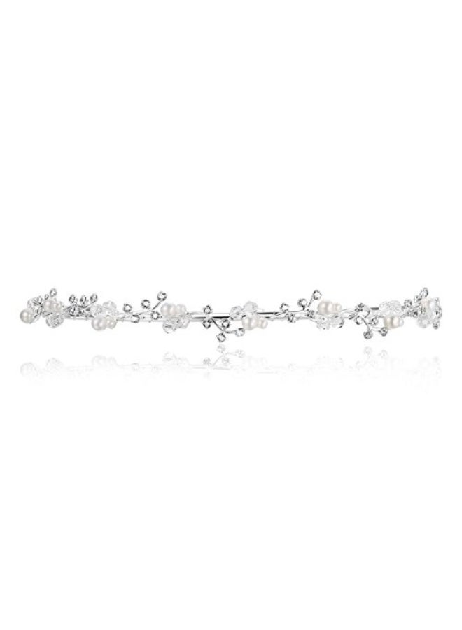 SAMKY Wedding Bridal Rhinestone Crystal Pearl Tiara - Image 1