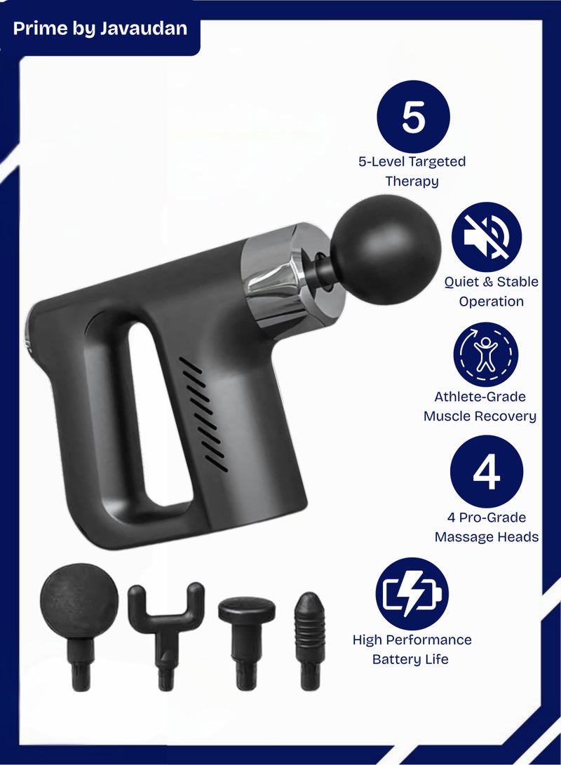 Prime by javaudan Massage Gun Deep Tissue - Percussion Muscle Massage Gun for Athletes, Gym, Triangular Muscle Fascia Gun for Body Neck Back Pain Relief 4 Massage Heads 5 Levels - Image 1