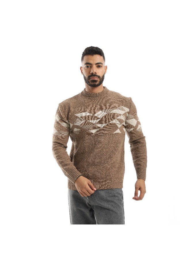 سيزار بلوفر صوف رجالي بنقش مثلثات علي الصدر - Image 1