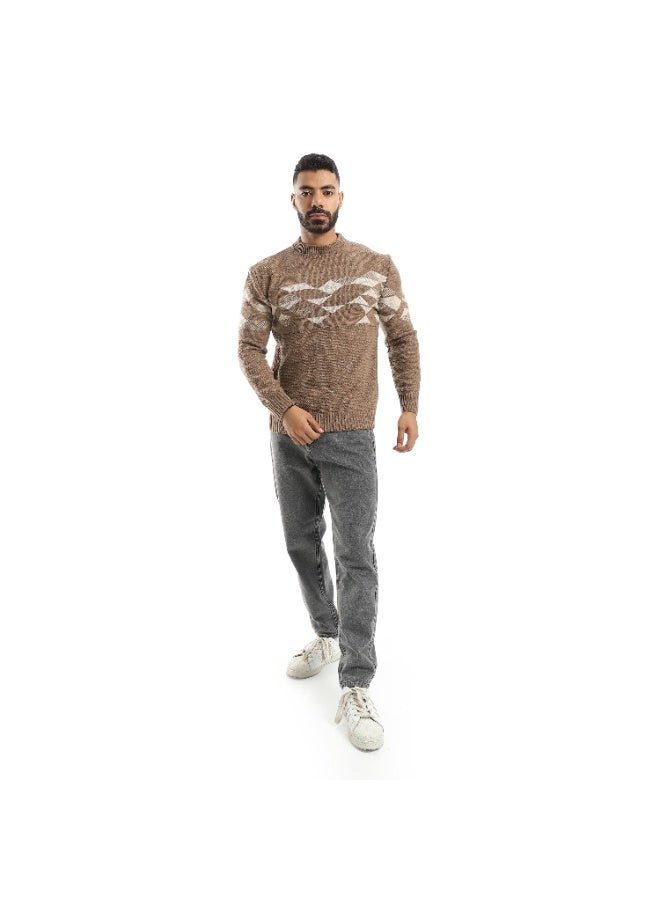 سيزار بلوفر صوف رجالي بنقش مثلثات علي الصدر - Image 4