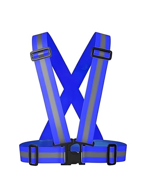 Adjustable High-Visibility Reflective Safety Vest/Belt Blue