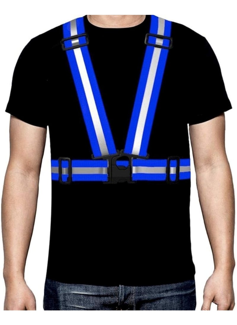 Adjustable High-Visibility Reflective Safety Vest/Belt Blue