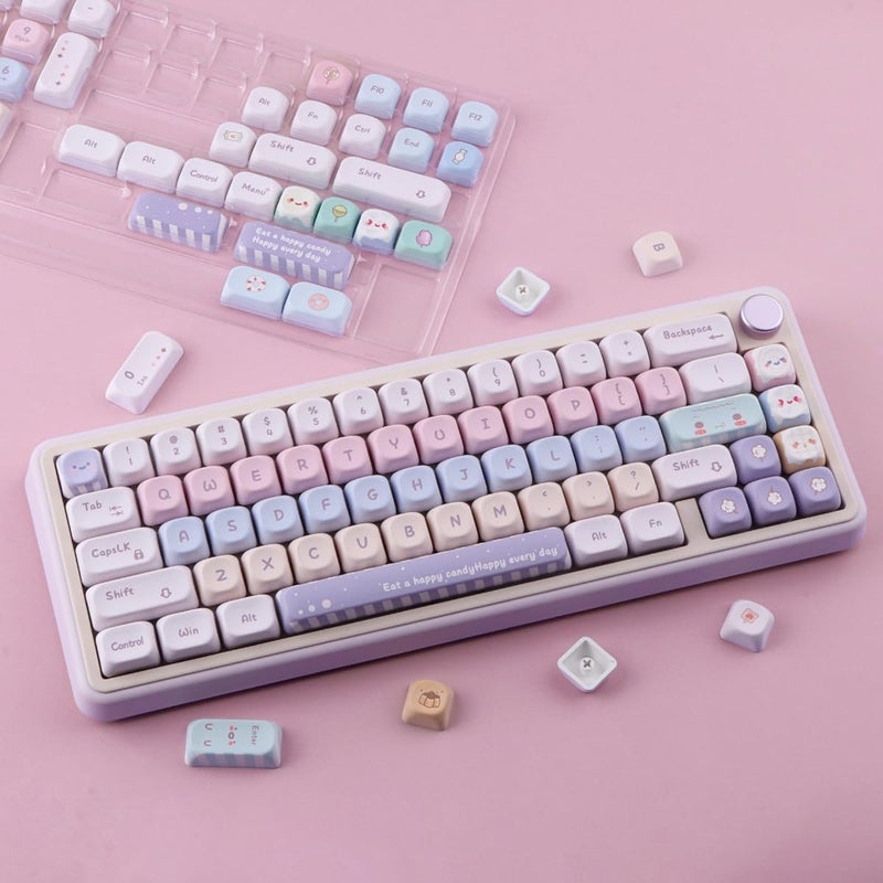 Tsungup PBT MOA Keycaps,135 Keys Purple Cute Candy Custom Keycaps 60 65 75 Percent, Dye-Sub Key Caps Keyboard Keycap Set for ANSI Layout,MX Swithes Mechanical Keyboards - Image 3
