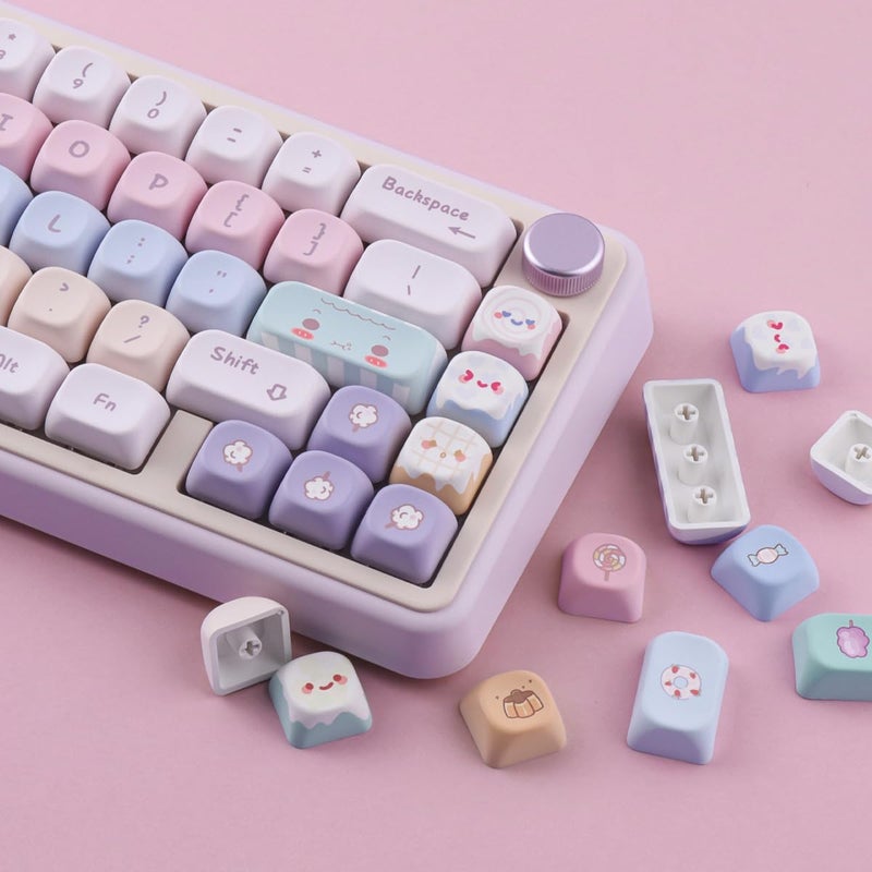 Tsungup PBT MOA Keycaps,135 Keys Purple Cute Candy Custom Keycaps 60 65 75 Percent, Dye-Sub Key Caps Keyboard Keycap Set for ANSI Layout,MX Swithes Mechanical Keyboards - Image 4