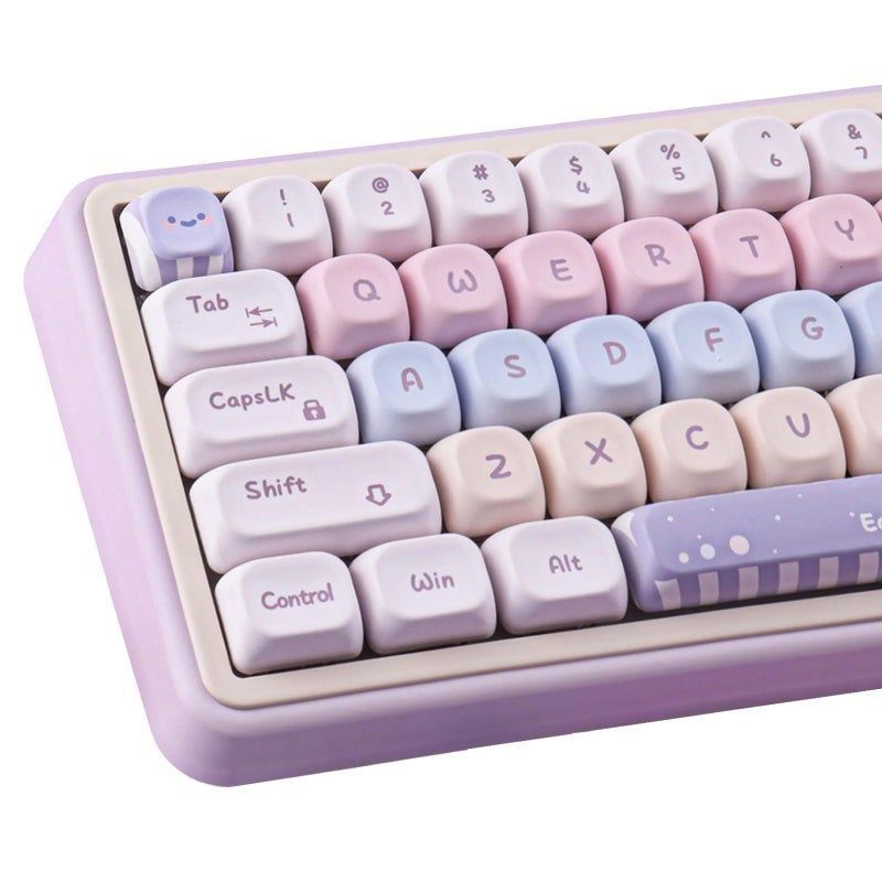 Tsungup PBT MOA Keycaps,135 Keys Purple Cute Candy Custom Keycaps 60 65 75 Percent, Dye-Sub Key Caps Keyboard Keycap Set for ANSI Layout,MX Swithes Mechanical Keyboards - Image 1