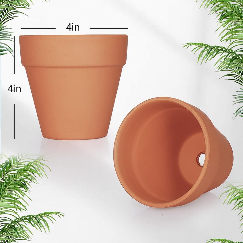 FCFKUK 4 inch Terracotta Clay Pots, 24 Pack Clay Flower Pots with Drainage, Great for Plants, DIY, Crafts, Wedding - Image 3