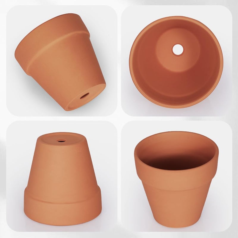FCFKUK 4 inch Terracotta Clay Pots, 24 Pack Clay Flower Pots with Drainage, Great for Plants, DIY, Crafts, Wedding - Image 2