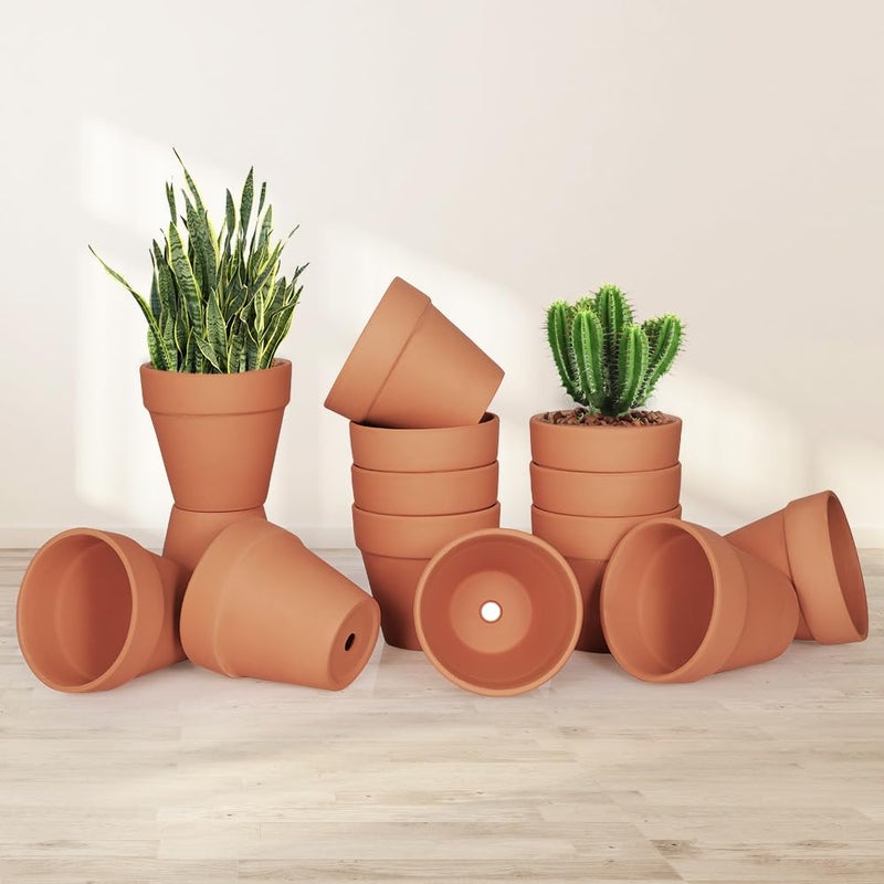 FCFKUK 4 inch Terracotta Clay Pots, 24 Pack Clay Flower Pots with Drainage, Great for Plants, DIY, Crafts, Wedding - Image 4