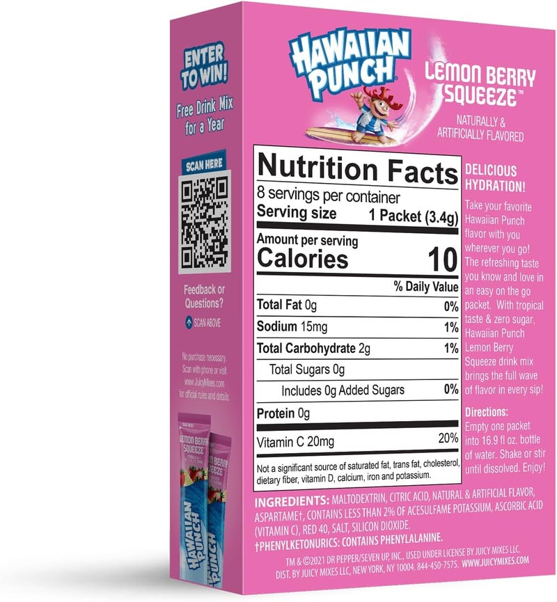 Juicy Mixes Hawaiian Punch Powder Drink Mix - Lemon Berry Squeeze - Image 2