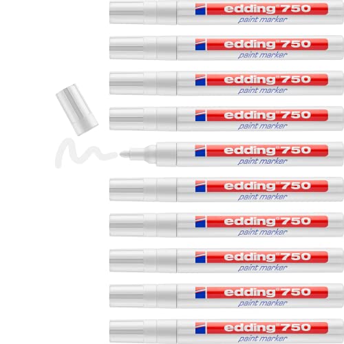edding 750 Paint Markers Bullet Tip 2-4mm Line White Ref 750-049 [Pack of 10] - Image 1