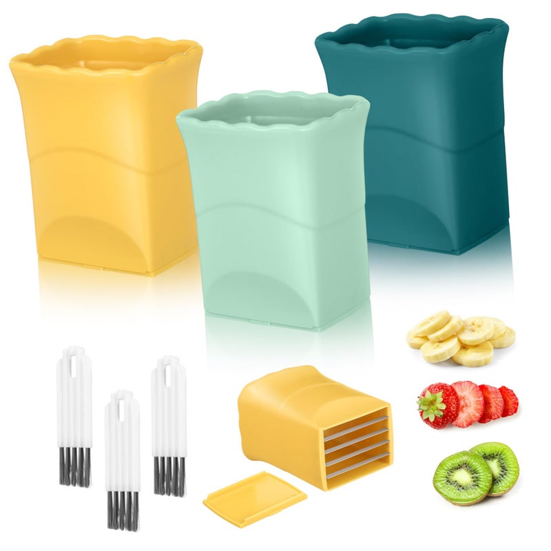 3 Piece Fruit Vegetable Slicer Set With Cleaning Brushes Portable Kitchen Gadget - Image 2