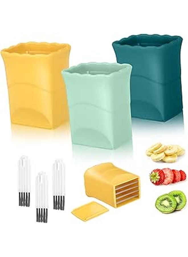 3 Piece Fruit Vegetable Slicer Set With Cleaning Brushes Portable Kitchen Gadget - Image 1
