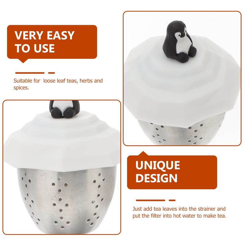 Stainless Steel Tea Infuser Filter Penguin Tea Strainer Tea Filter Tea Leakage Tea Art Tool for Home (White) - Image 5