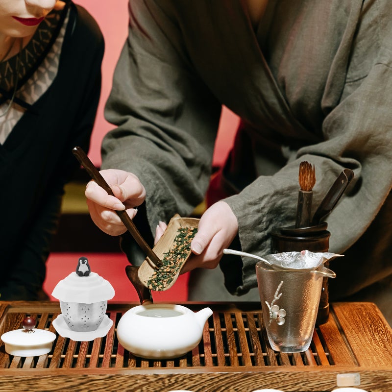 Stainless Steel Tea Infuser Filter Penguin Tea Strainer Tea Filter Tea Leakage Tea Art Tool for Home (White) - Image 3
