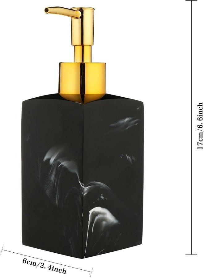 AKDC Hand Soap Dispenser, 250Ml Luxury Resin Black White Soap Dispenser Bottle, Liquid Lotion Soap Dispenser Soap Pump For Home Bathroom Countertop (Black) - Image 3