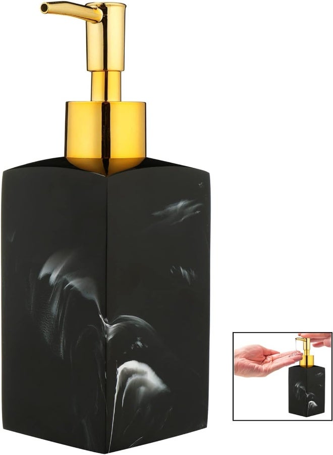 AKDC Hand Soap Dispenser, 250Ml Luxury Resin Black White Soap Dispenser Bottle, Liquid Lotion Soap Dispenser Soap Pump For Home Bathroom Countertop (Black) - Image 5
