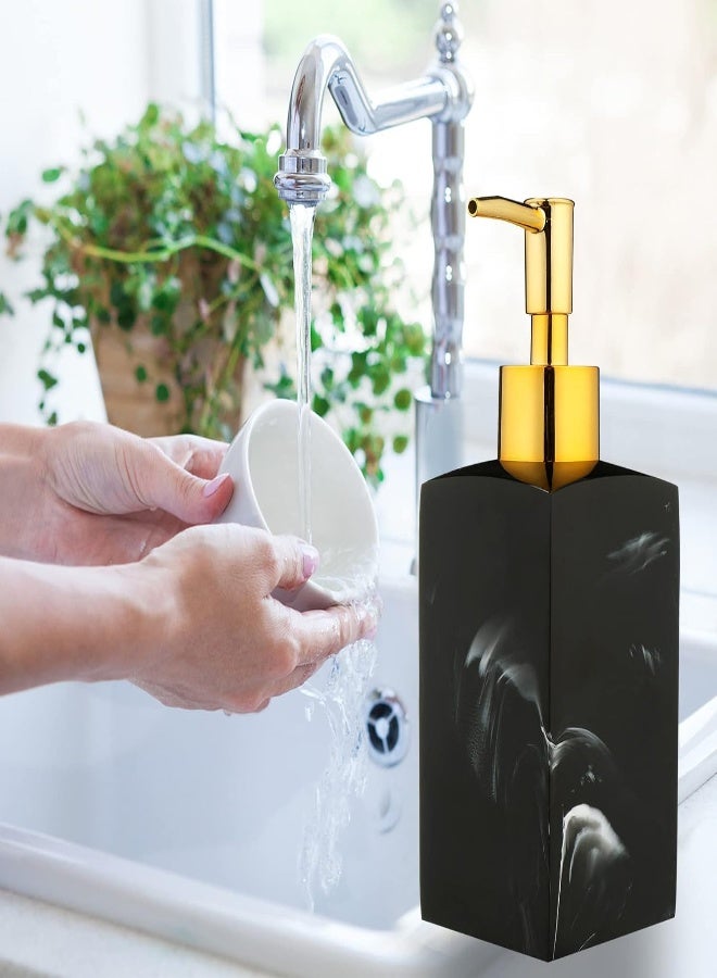 AKDC Hand Soap Dispenser, 250Ml Luxury Resin Black White Soap Dispenser Bottle, Liquid Lotion Soap Dispenser Soap Pump For Home Bathroom Countertop (Black) - Image 4