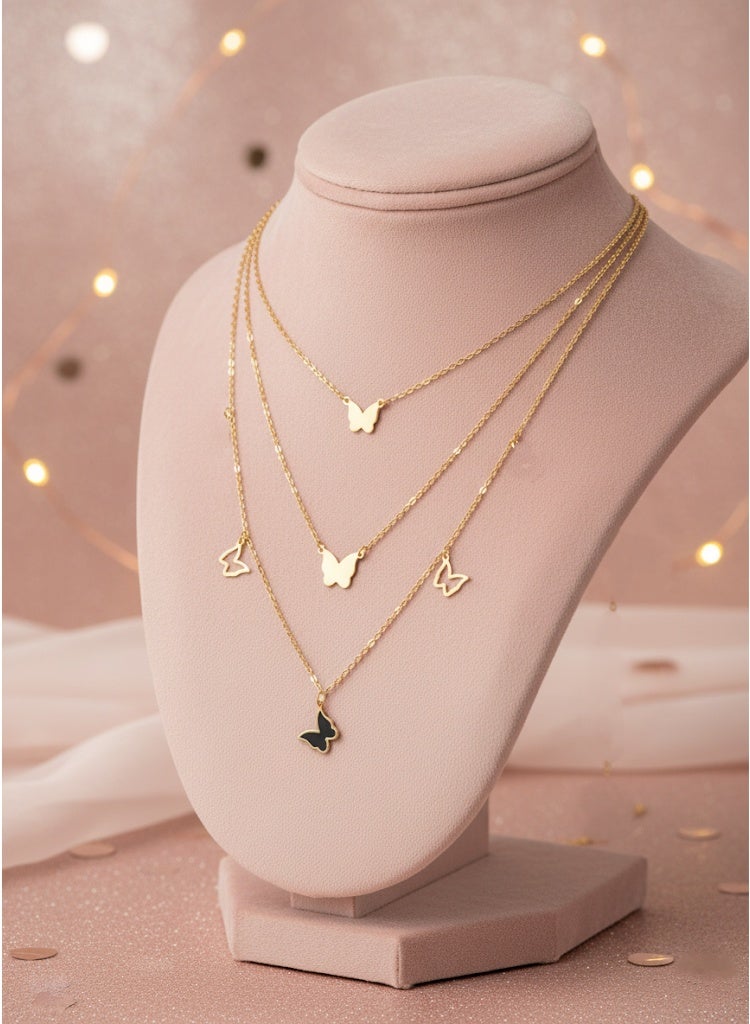 فلافي سلسلة حريمي متعددة الطبقات بدلايات فراشات متنوعة – لمسة راقية - Image 1