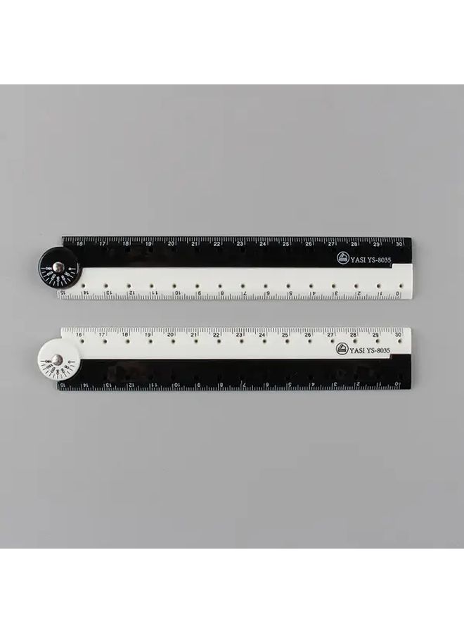 2 Pcs Folding Ruler Black White Durable Plastic Compact Design Easy Storage Ideal For Home Office School Use Measuring Tool - Image 4
