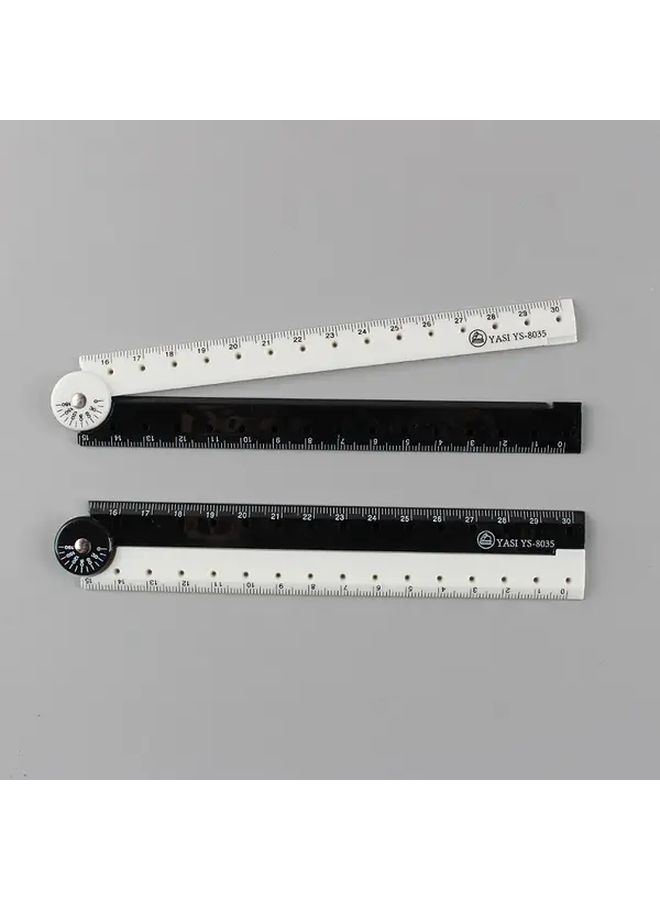 2 Pcs Folding Ruler Black White Durable Plastic Compact Design Easy Storage Ideal For Home Office School Use Measuring Tool - Image 1