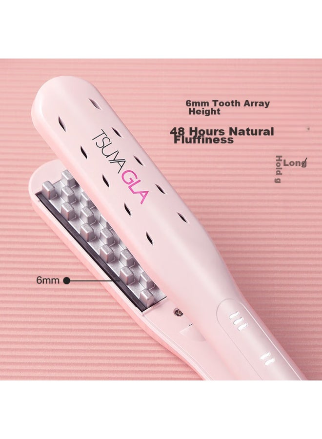 TSUYAGLA Cuiya Corn Curling Iron, Mini Portable High Crown Corn Silk Curler, Negative Ion Hair Straightener, Root Lift And Volume Tool, Girls' Corn Straightener Tm20 Pink - Image 1