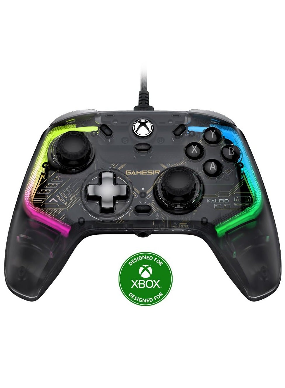 GameSir K1 Kaleid Wired Controller for Xbox Series X|S, Xbox One,Windows 10/11 & Steam, Plug and Play Gaming Gamepad, Transparent Video Game Controller with Hall Effect Joysticks/Hall Trigger