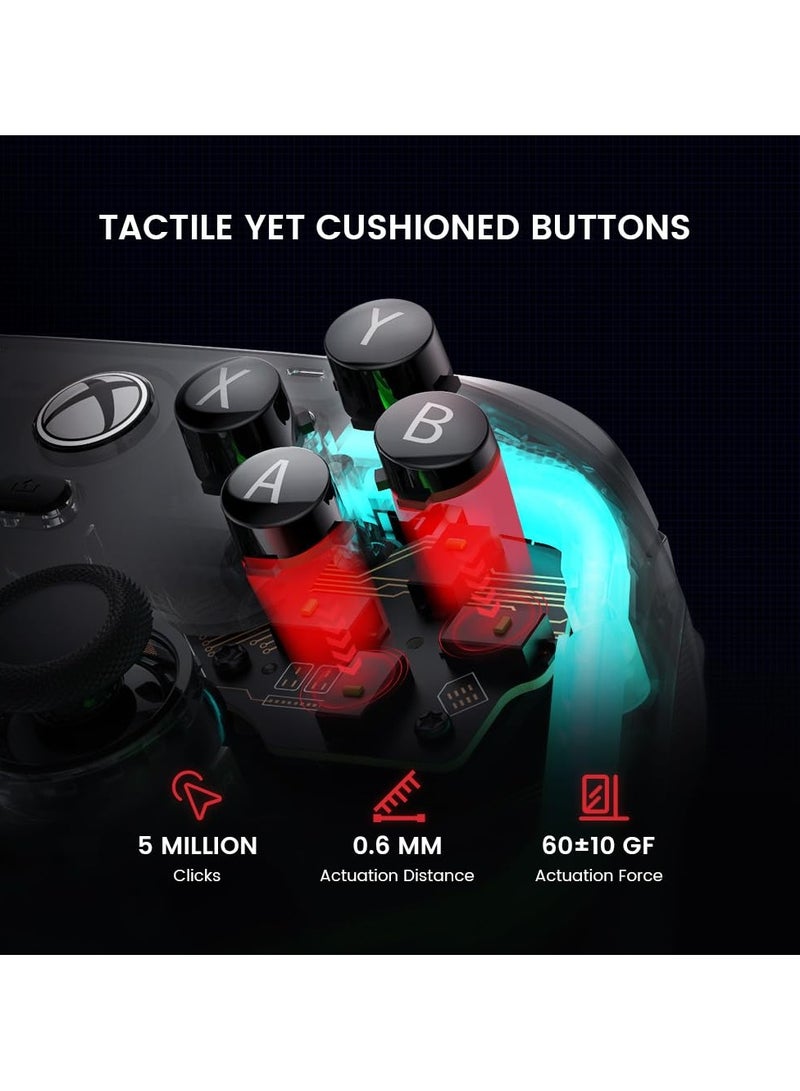 جيم سير وحدة تحكم سلكية K1 Kaleid لأجهزة Xbox Series X|S، Xbox One، Windows 10/11 وSteam، لوحة ألعاب التوصيل والتشغيل، وحدة تحكم شفافة لألعاب الفيديو مع عصي تحكم بتأثير هول/مشغل هول - Image 4