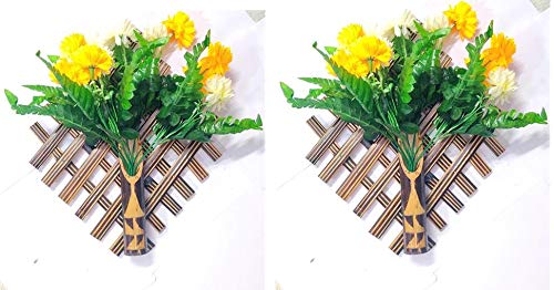 ARMAN SPOONS Believe in Quality Royals Handmade Bamboo Wall Hanging Vases with Multicolour Flower Set of 2 Big Bamboo Bamboo - Image 1