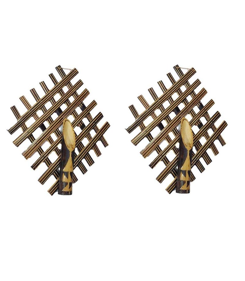 ARMAN SPOONS Believe in Quality Royals Handmade Bamboo Wall Hanging Vases with Multicolour Flower Set of 2 Big Bamboo Bamboo - Image 5