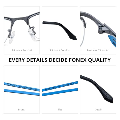 FONEX Pure Titanium Glasses Frame Men Square Eyeglasses Optical Eyewear F85775 (F85867 Green, Clear) - Image 4