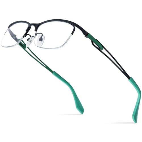 FONEX Pure Titanium Glasses Frame Men Square Eyeglasses Optical Eyewear F85775 (F85867 Green, Clear) - Image 1